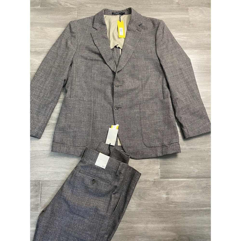 $450 Banana Republic Suit 42S Jacket 30x29 Pant Marzotto Havana Herringbone